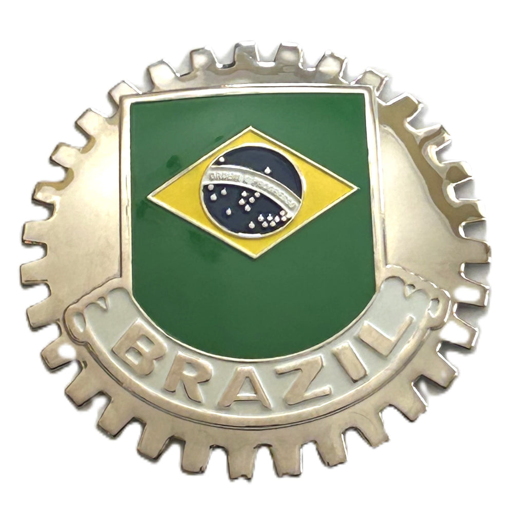 BRAZIL FLAG CAR GRILLE BADGE - BRAZILIAN FLAG CAR EMBLEM