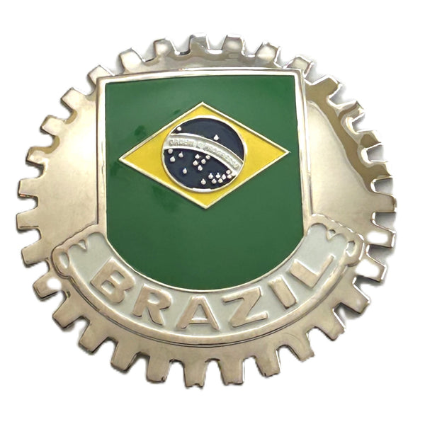 BRAZIL FLAG CAR GRILLE BADGE - BRAZILIAN FLAG CAR EMBLEM