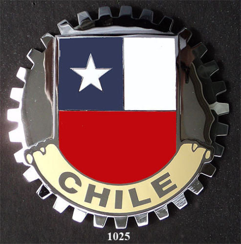 CHILE FLAG AUTOMOBILE GRILLE BADGE CAR EMBLEM