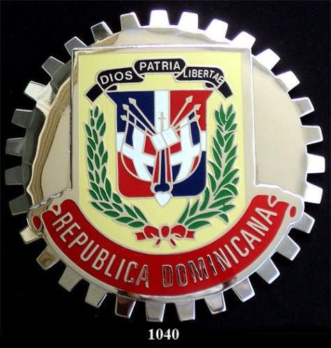 DOMINICAN REPUBLIC COAT OF ARMS CAR GRILLE BADGE EMBLEM
