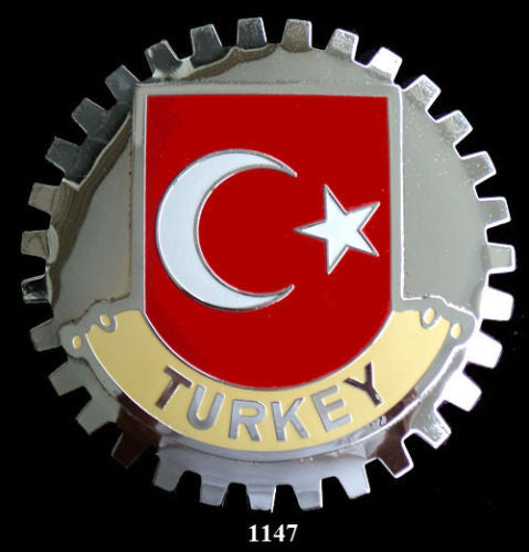 TURKISH - TURKEY FLAG AUTOMOBILE GRILLE BADGE EMBLEM
