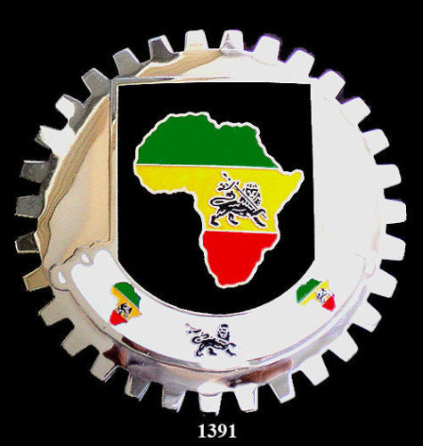 AFRICAN MAP CAR GRILLE BADGE EMBLEM LION OF JUDAH