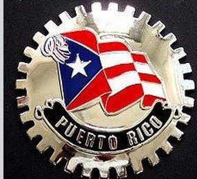 PUERTO RICO FLAG - WAVING FLAG EMBLEM CAR TRUCK GRILLE BADGE