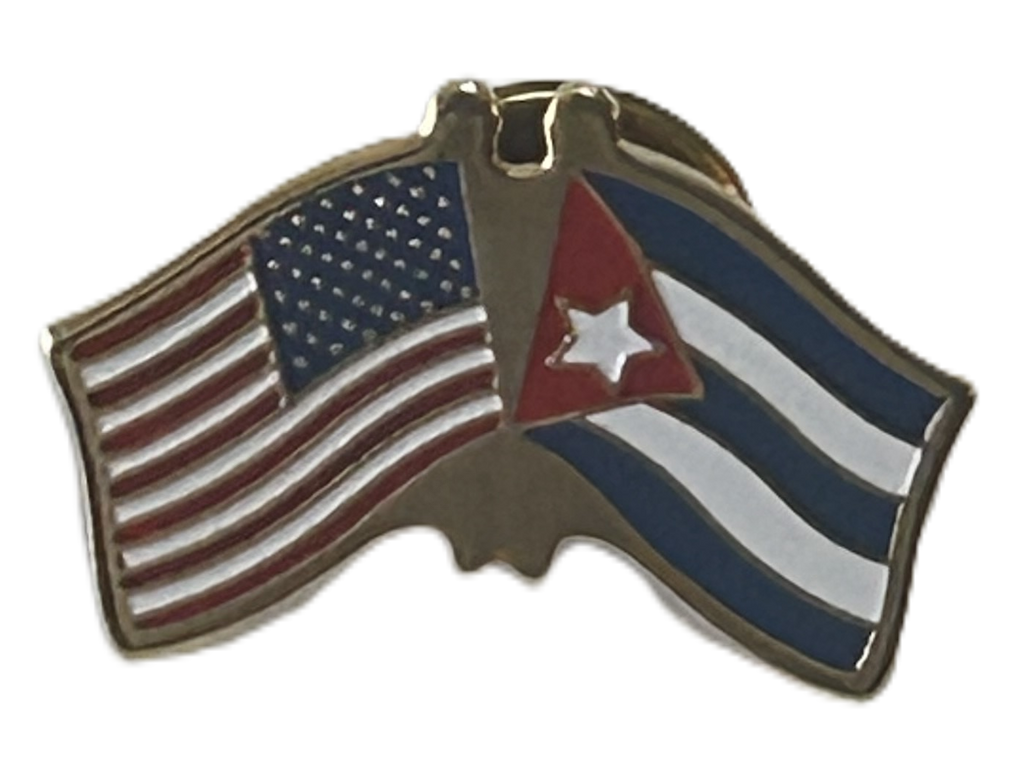 AMERICAN CUBAN FLAG LAPEL PIN ENAMEL - USA / CUBA