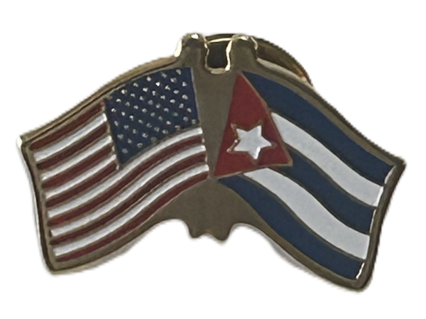 AMERICAN CUBAN FLAG LAPEL PIN ENAMEL - USA / CUBA