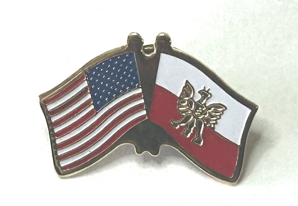 AMERICAN POLISH FLAG LAPEL PIN ENAMEL - USA / POLAND