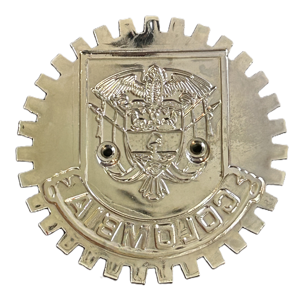 COLOMBIAN COAT OF ARMS CAR GRILLE BADGE - COLOMBIA CREST AUTOMOBILE BADGE