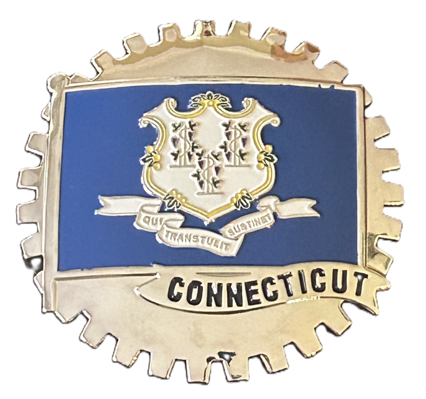 CONNECTICUT STATE FLAG AUTOMOBILE GRILLE BADGE EMBLEM