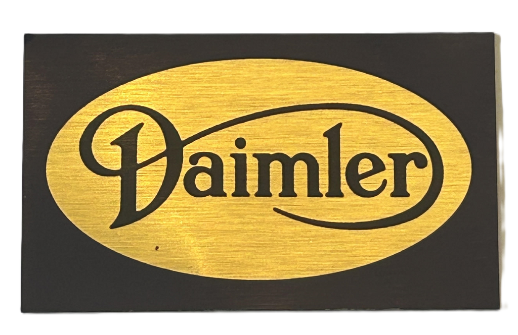 NOS DAIMLER DECAL 3.5" X 2 1/16" BLACK AND GOLD