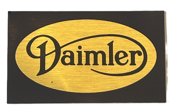 NOS DAIMLER DECAL 3.5" X 2 1/16" BLACK AND GOLD