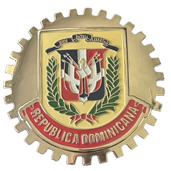 DOMINICAN REPUBLIC COAT OF ARMS CREST AUTOMOBILE GRILLE BADGE EMBLEM