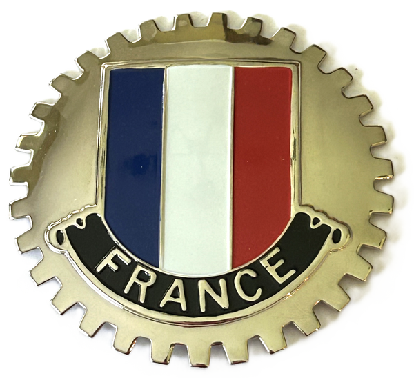 FRENCH FLAG AUTOMOBILE GRILLE BADGE - FLAG OF FRANCE BADGE