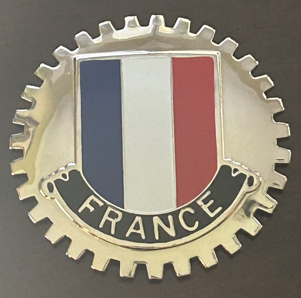 FRENCH FLAG AUTOMOBILE GRILLE BADGE - FLAG OF FRANCE BADGE