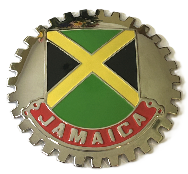 JAMAICAN FLAG AUTOMOBILE GRILLE BADGE EMBLEM