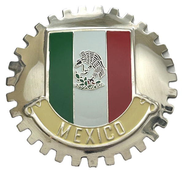 MEXICAN FLAG AUTOMOBILE GRILLE BADGE - MEXICO EMBLEM