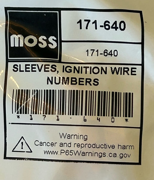 AUSTIN HEALEY 100, 100-6, 3000 IGNITION WIRE NUMBER SLEEVES MOSS 171-640