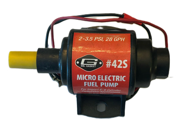 MR GASKET 42S MICRO FUEL PUMP 12V NEGATIVE 4-6 CYLINDER APPLICATIONS