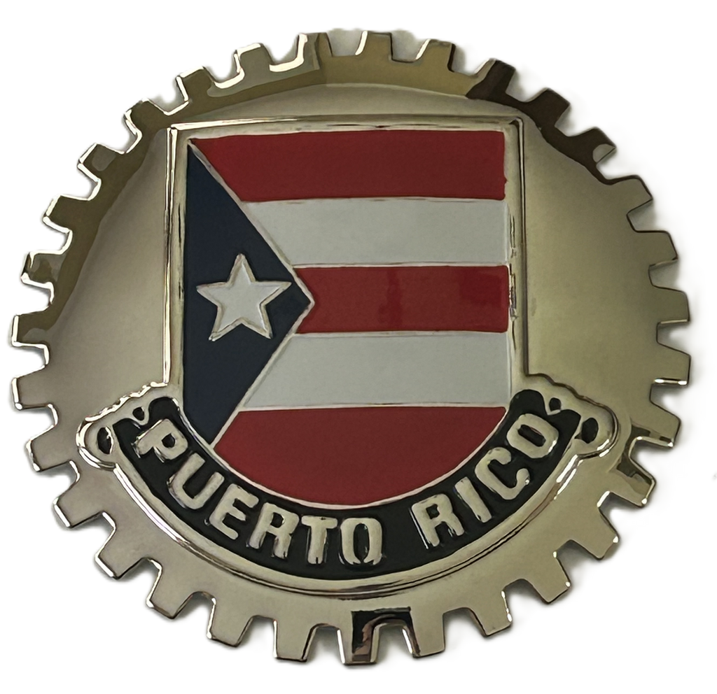 Jamaica / Puerto Rico Flag Emblem Bolt-On License Plate Decal Badge – Black, Made In Canada