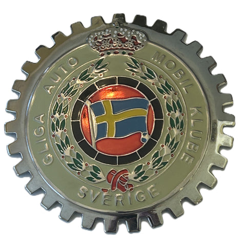 SWEDISH AUTOMOBILE CLUB GRILLE BADGE- CAR CLUB OF SWEDEN BADGE