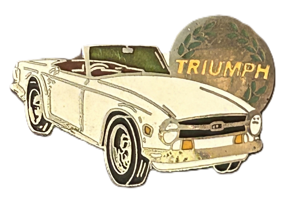 TRIUMPH TR6 WHITE LAPEL PIN ENAMEL / HAT JACKET PIN