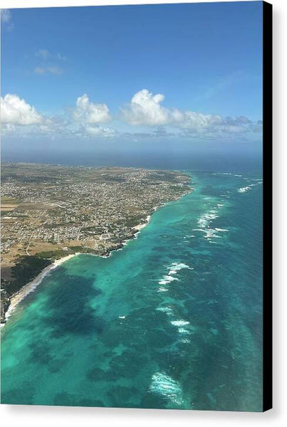 Aerial View of Caribbean Island Ocean - Canvas Print