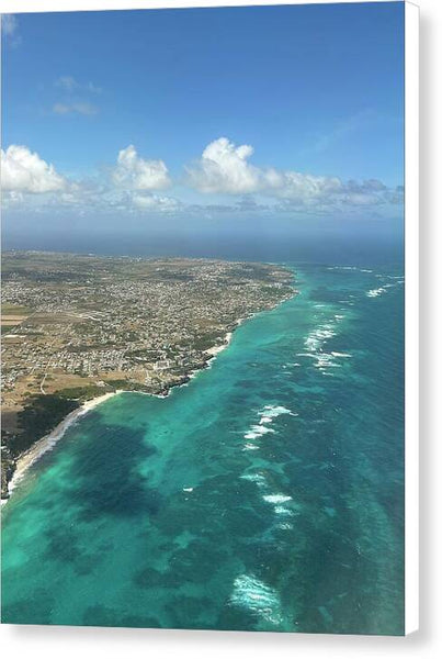 Aerial View of Caribbean Island Ocean - Canvas Print