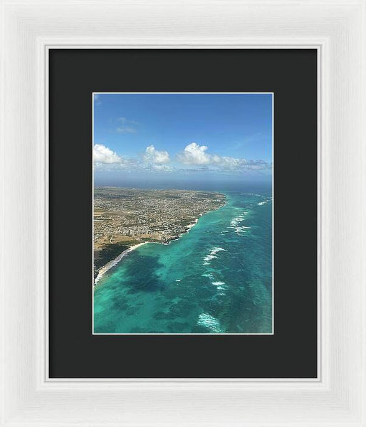 Aerial View of Caribbean Island Ocean - Framed Print