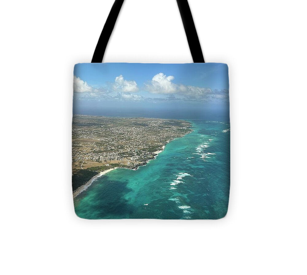 Aerial View of Caribbean Island Ocean - Tote Bag