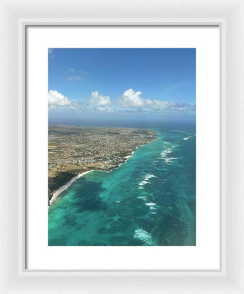 Aerial View of Caribbean Island Ocean - Framed Print