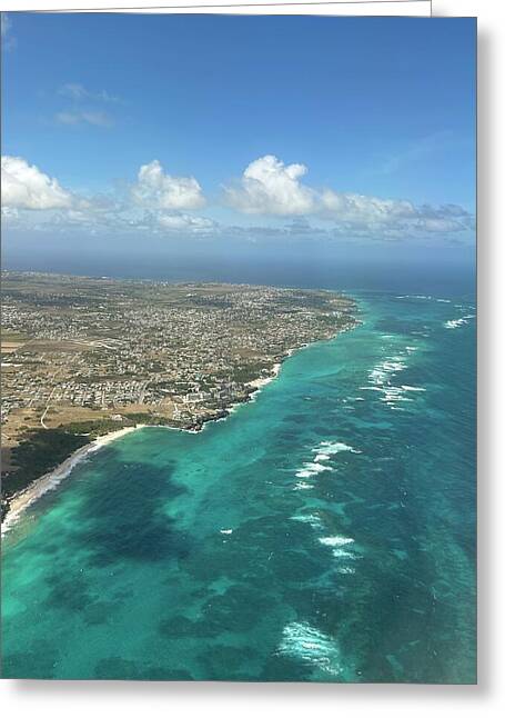 Aerial View of Caribbean Island Ocean - Greeting Card