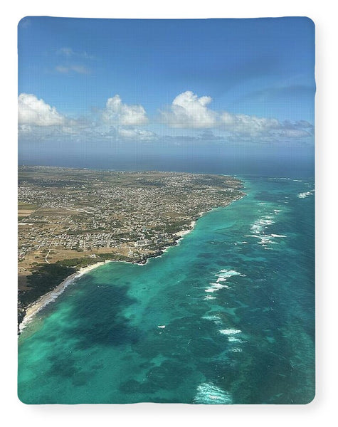 Aerial View of Caribbean Island Ocean - Blanket