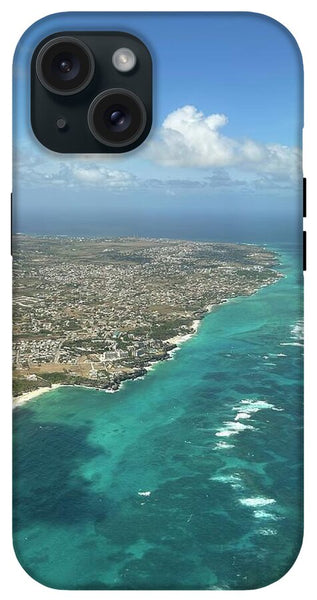 Aerial View of Caribbean Island Ocean - Phone Case