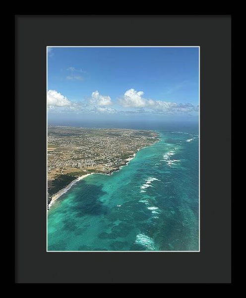 Aerial View of Caribbean Island Ocean - Framed Print