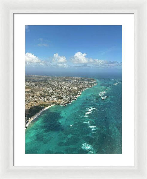 Aerial View of Caribbean Island Ocean - Framed Print