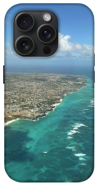 Aerial View of Caribbean Island Ocean - Phone Case