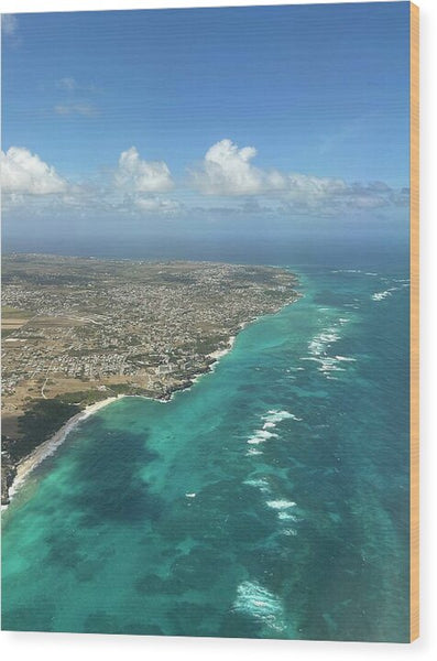 Aerial View of Caribbean Island Ocean - Wood Print