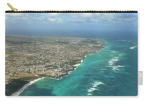 Aerial View of Caribbean Island Ocean - Zip Pouch