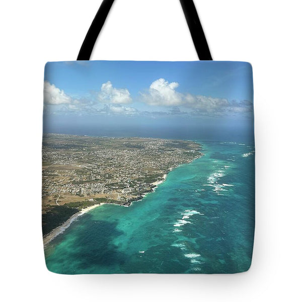 Aerial View of Caribbean Island Ocean - Tote Bag