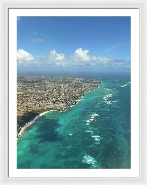 Aerial View of Caribbean Island Ocean - Framed Print