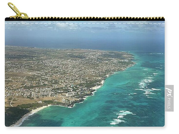 Aerial View of Caribbean Island Ocean - Zip Pouch