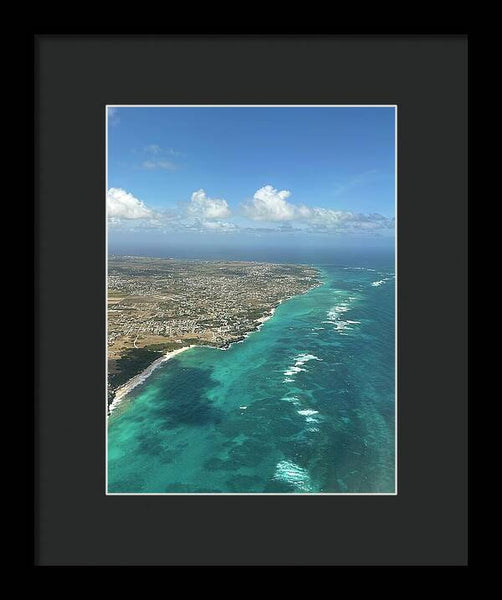 Aerial View of Caribbean Island Ocean - Framed Print