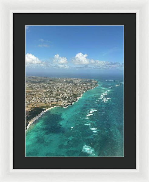 Aerial View of Caribbean Island Ocean - Framed Print