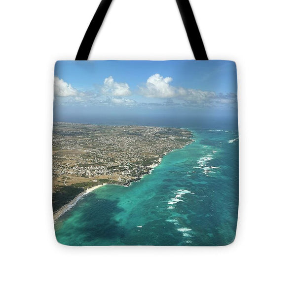 Aerial View of Caribbean Island Ocean - Tote Bag
