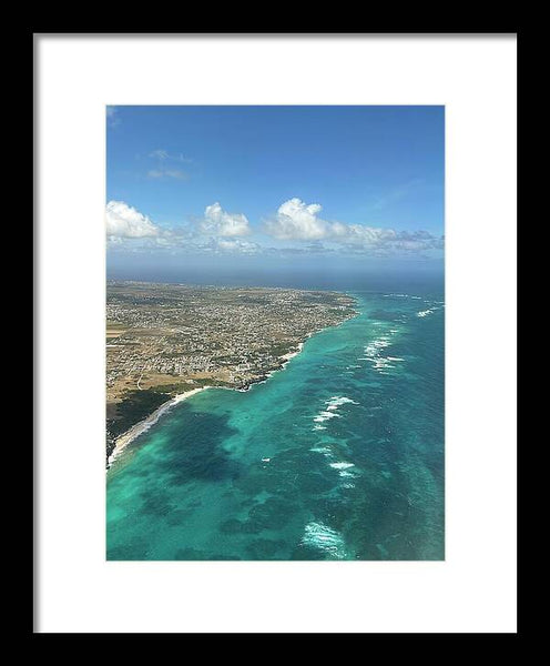 Aerial View of Caribbean Island Ocean - Framed Print