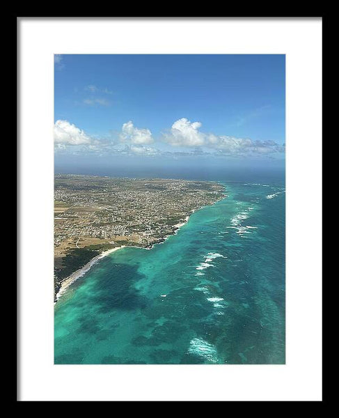Aerial View of Caribbean Island Ocean - Framed Print