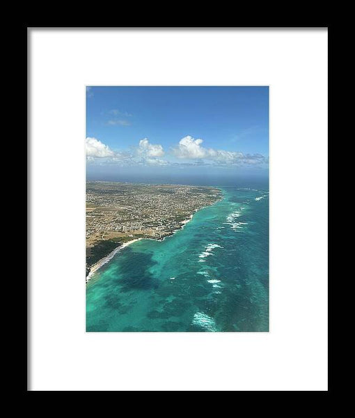 Aerial View of Caribbean Island Ocean - Framed Print
