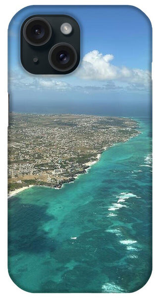 Aerial View of Caribbean Island Ocean - Phone Case