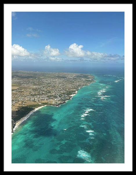 Aerial View of Caribbean Island Ocean - Framed Print