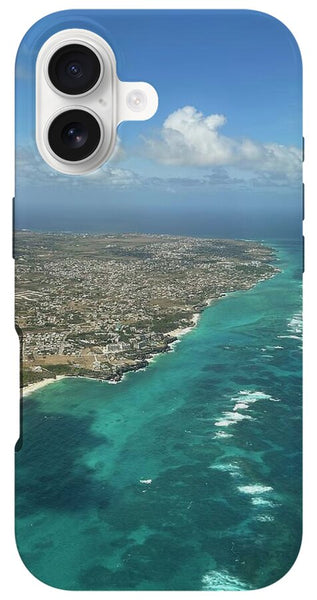 Aerial View of Caribbean Island Ocean - Phone Case