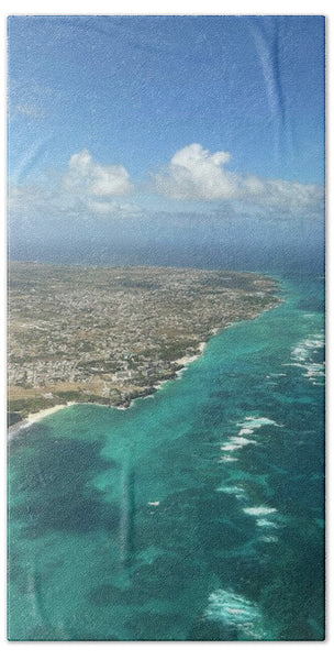 Aerial View of Caribbean Island Ocean - Bath Towel